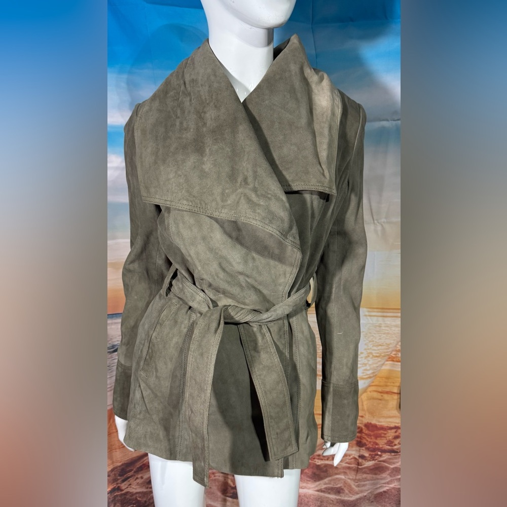 Hillary Radley Suede Short Wrap Coat